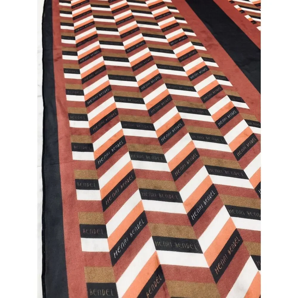 HENRI BENDEL NEW YORK Chevron Oblong Chiffon Scarf 100% Silk 73”x20” Vintage EUC